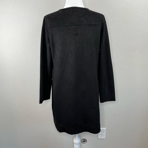 Carmen Marc Valvo Black Faux Suede Open Front Cardigan Jacket NWOT Medium - Picture 2 of 12